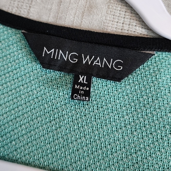 Ming Wang Full Zip Jacket Cardigan 3/4 Sleeves Mature Mint Green Black XL - Picture 11 of 13